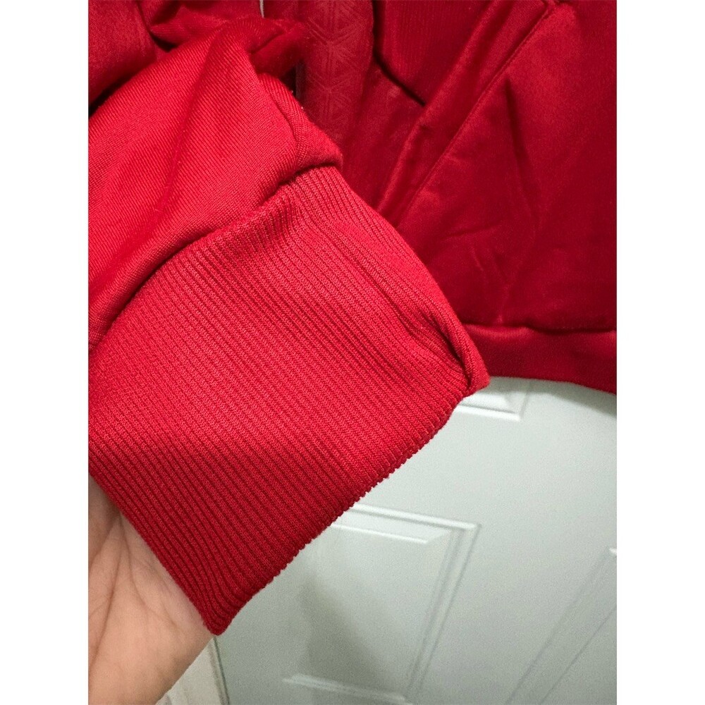 adidas Hoodie Mens XL Red Pullover Fleece Lined Athletic Logo Sweatshirt - Picture 4 of 7